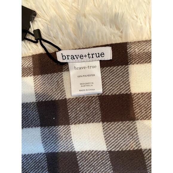Brave + True Woodlands Brown & White Plaid Scarf - Size OS (NWT) - Picture 3 of 5